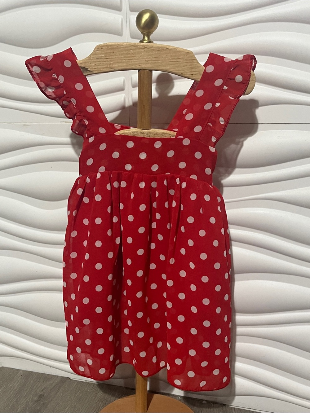 Red Polka Dot Ruffle-Strap Skirt for Girls